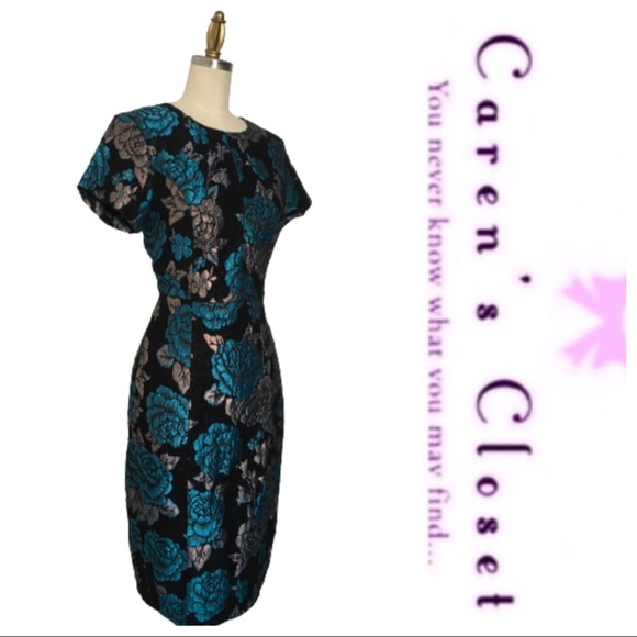 ASOS Metalic Floral Brocade Sheath Dress - Picture 3 of 8